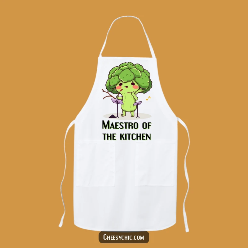 Funny Broccoli Conductor Apron: Cook with Flair and This Hilarious Veggie Maestro