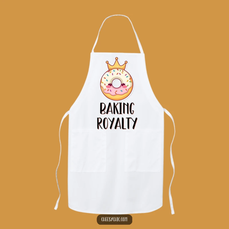 Funny Donut Crown Apron: Bake with Whimsical Royal Flair