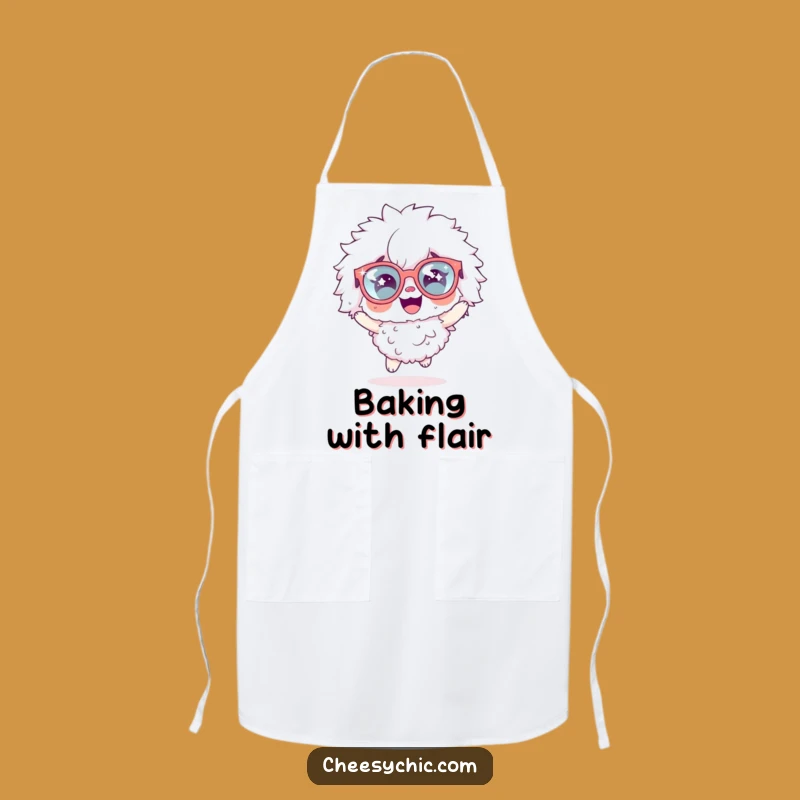Funny Fluffy Character Apron: Sparkly Glasses Hop, Kitchen Humorous Gift