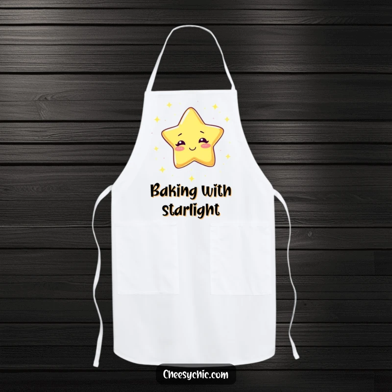 Funny Apron featuring a giggling star showering tiny sparkles, perfect for a cheerful and magical cooking experience.