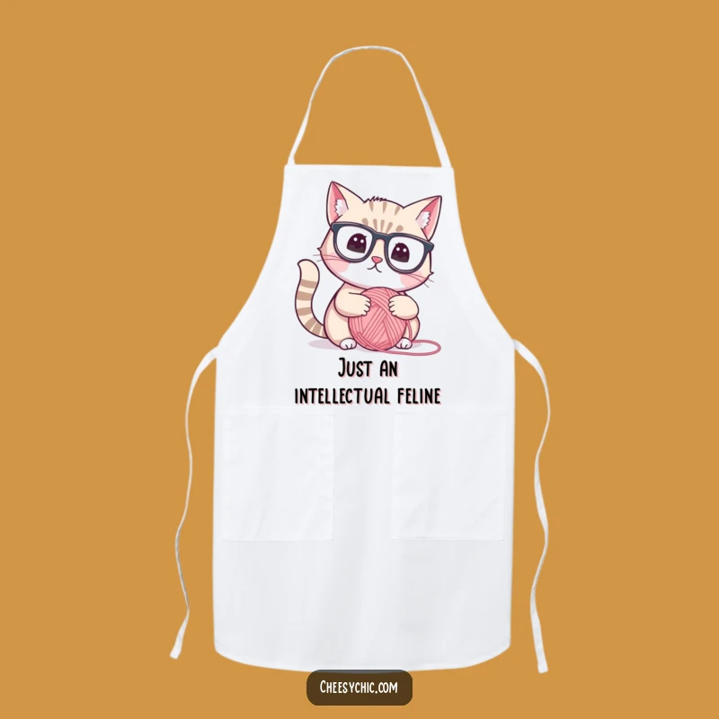 Funny Intellectual Cat Apron - Chef Cat's Hilarious Guide to Yarn Gastronomy