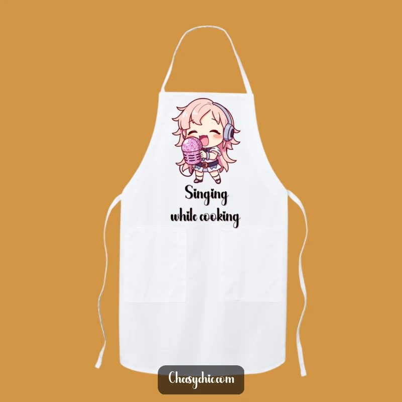 Funny Glitter Microphone Singer Apron: Kitchen Karaoke Fun, Chef Gift