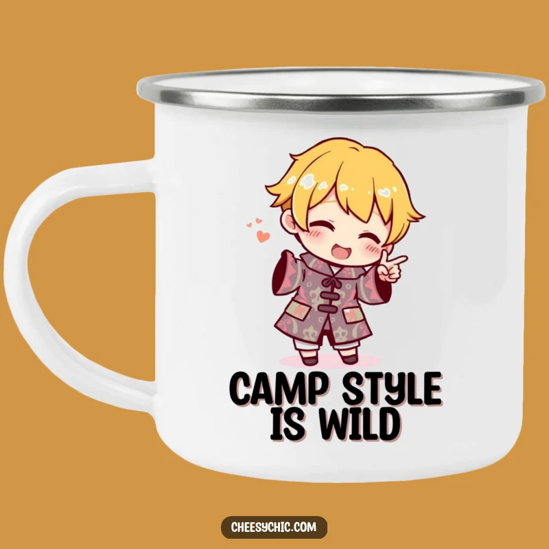 Funny Enamel Mug: Outfit Pointer, Bold Camper - Great Funny Gift