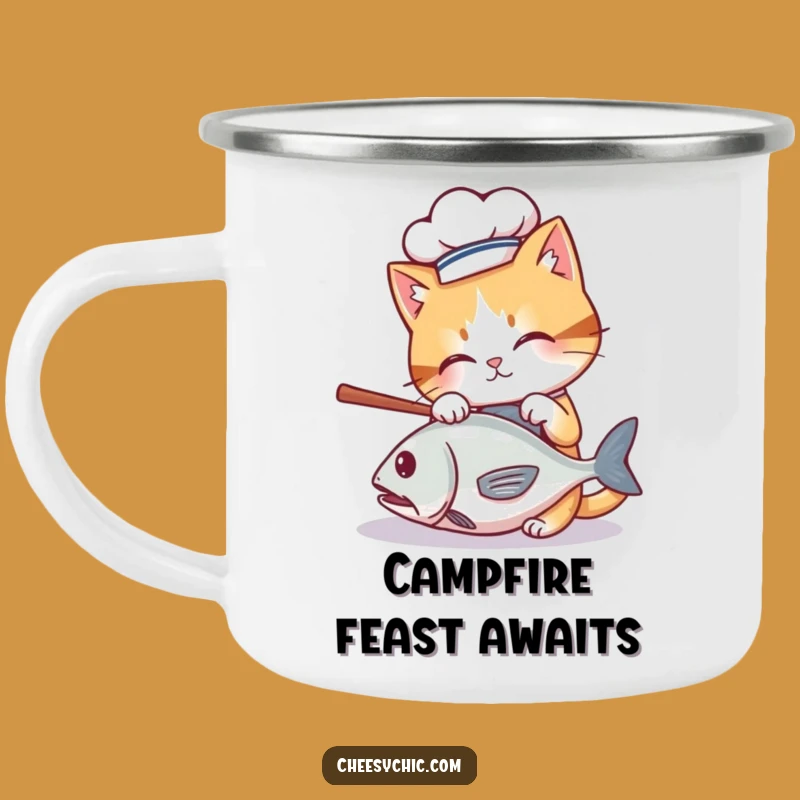 Funny Chef Cat Camping Mug - Durable & Hilarious for Outdoor Feasts