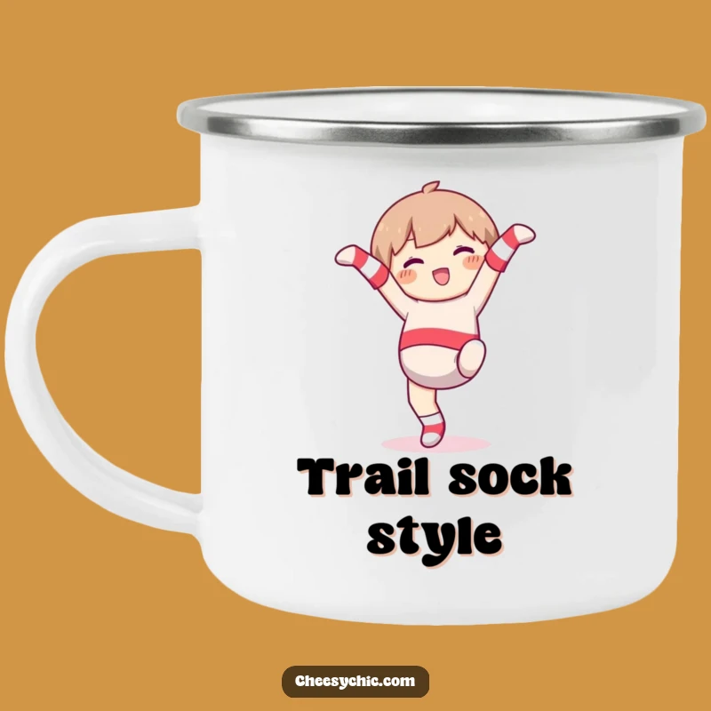 Funny Mismatched Socks Cartwheel Camping Mug: Outdoor Character Fun, Gift