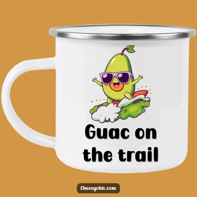 Funny Surfing Avocado Camping Mug - Cool Guac Wave Outdoor Coffee Cup, Hilarious Gift
