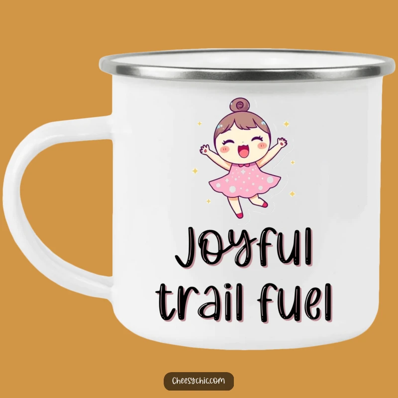 Funny Sparkle Dress Character Camping Mug - Joyful Outdoor Drinkware for Happy Campers