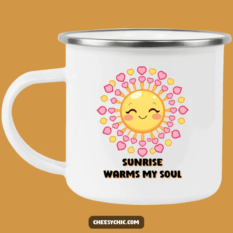 Durable Funny Winking Sun Camping Mug - Sip Love Under Open Skies