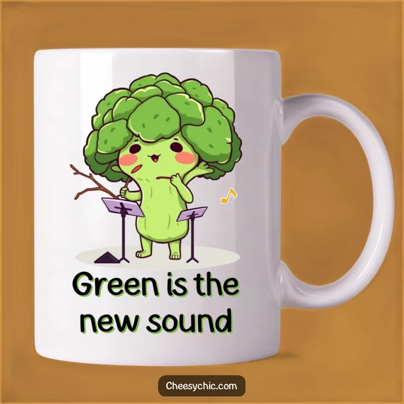 Funny Broccoli Conductor Mug: A Hilarious Gift Featuring a Veggie Leading an Orchestra