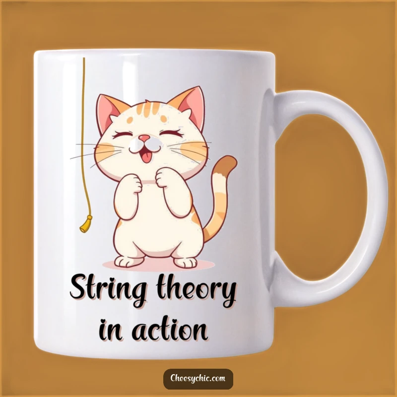 Funny Focused Cat String Mug - Hilarious Gift for Playful Feline Fans