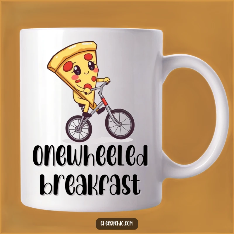 Funny Pizza Unicycle Mug - Adorable Slice Cartoon Gift
