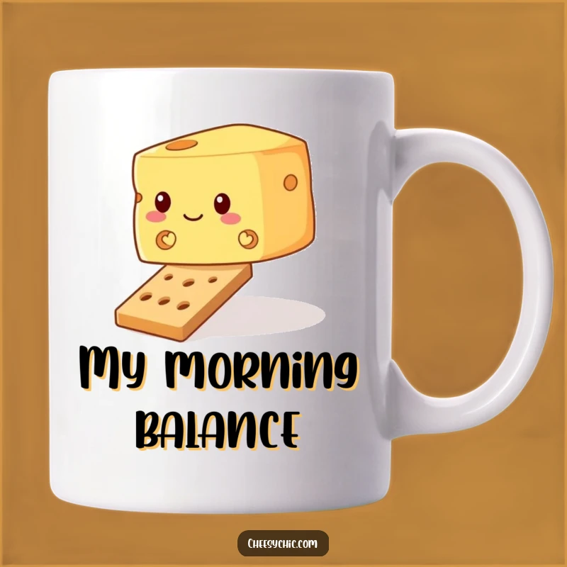 Funny Wobbly Cheese Mug - Balancing Act on Cracker, Perfect Humorous Gift for Foodies