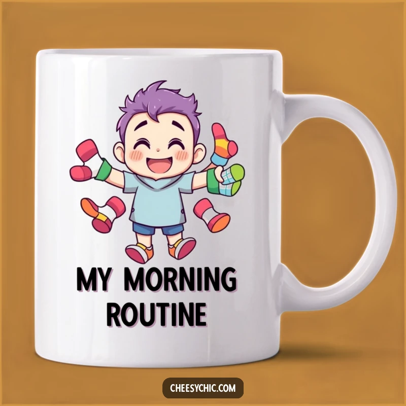 Funny Sock Juggling Character Mug - Hilarious Laundry Day Gift for Fun
