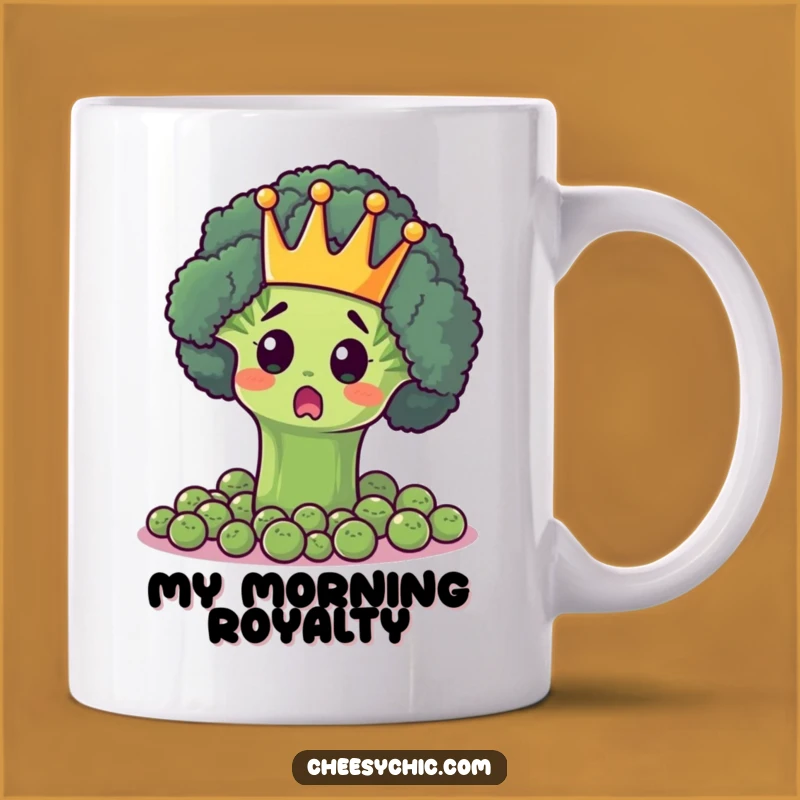 Funny Broccoli King Mug - Surprised Vegetable Ruler, Perfect Humorous Gift for Veggie Lovers