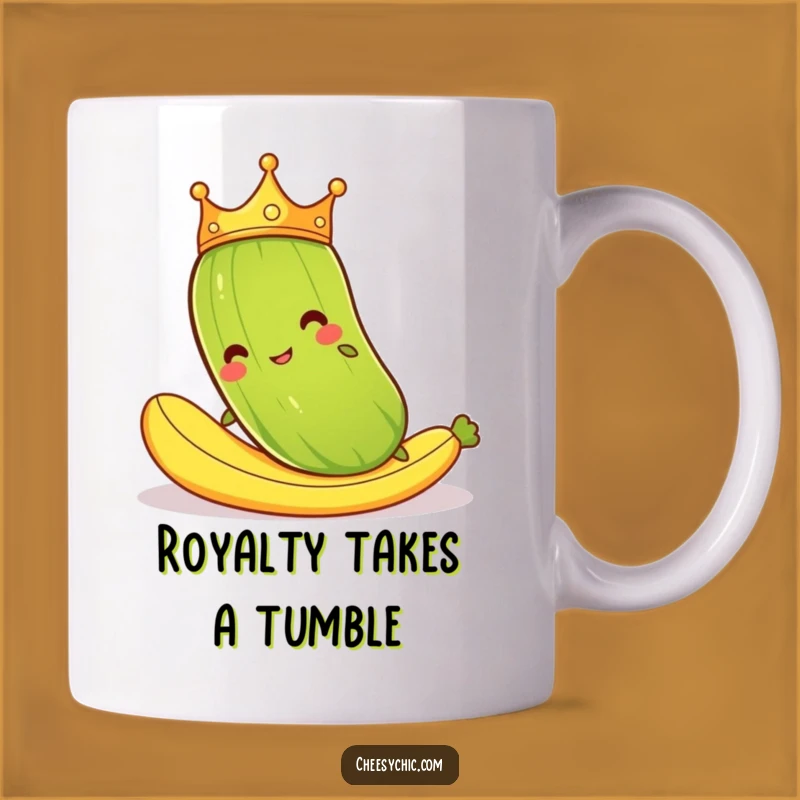 Funny Pickle Crown Slipping Banana Peel Mug - Hilarious Cartoon Gift