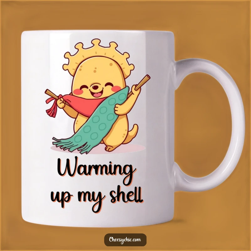 Funny Taco Knitting Mug: A Hilarious Gift Featuring an Enthusiastic Anthropomorphic Taco Creating a Scarf