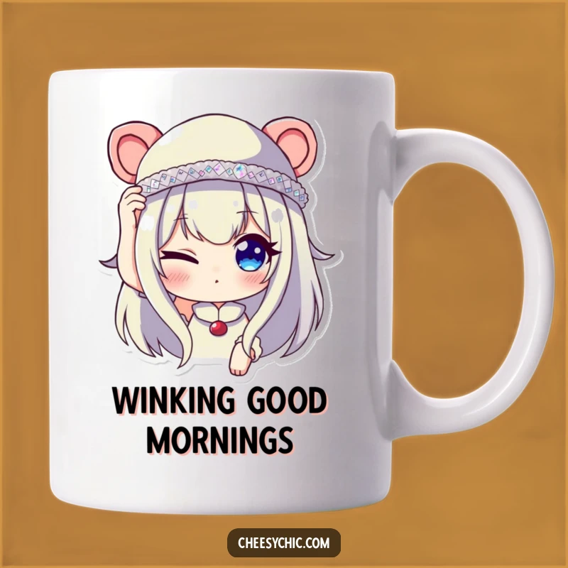 Funny Winking Character Mug - Sequined Hat Fun for Chic Gift Ideas