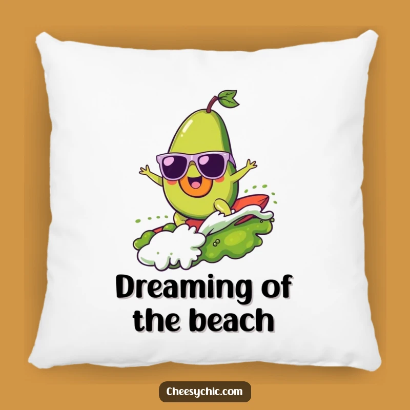 Funny Surfing Avocado Pillow - Cool Guac Wave Cushion, Hilarious Home Decor Funny Gift