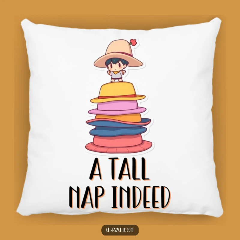 Funny Accent Pillow: Hat Balancer Character, Quirky Vibes - Great Funny Gift