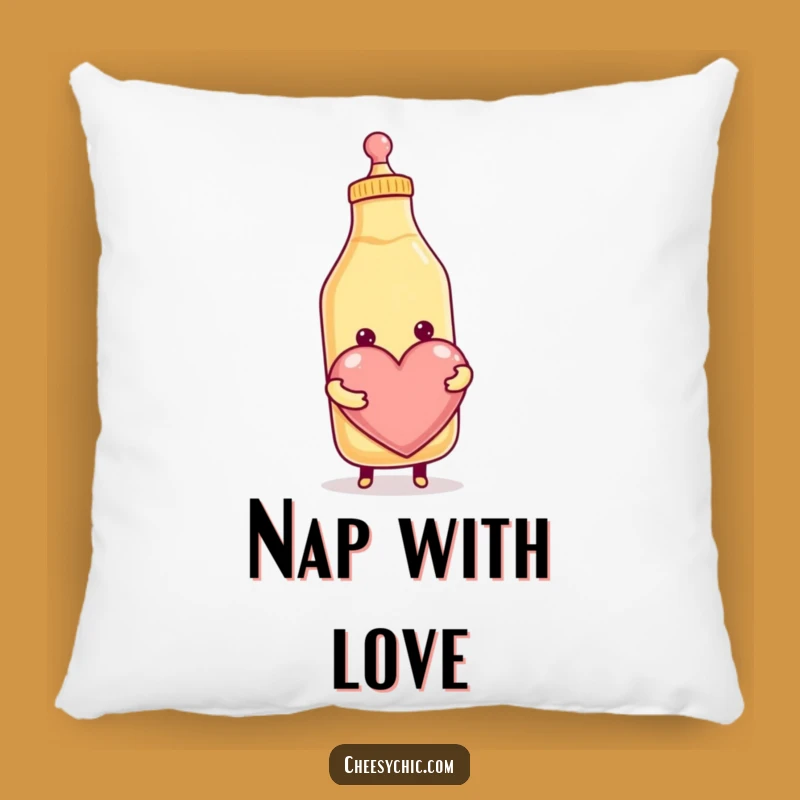 Funny Condiment Heart Pillow: Soft Smiling Bottle Hugging Love, Comfy Funny Decor Gift