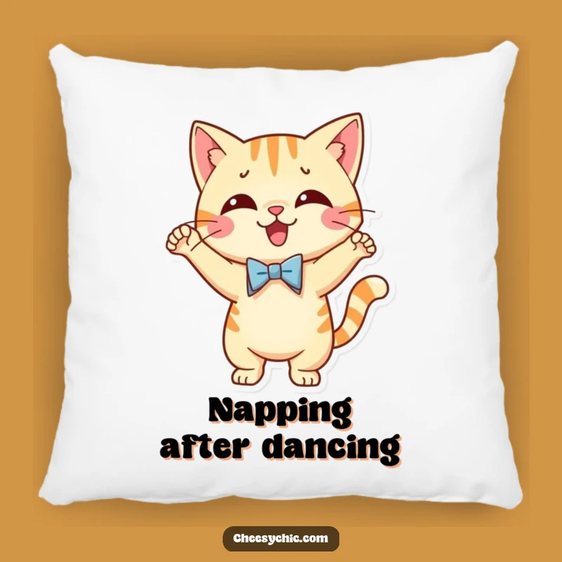 Funny Dancing Cat Bow Tie Pillow - Comfy & Cute Cat Accent Decor