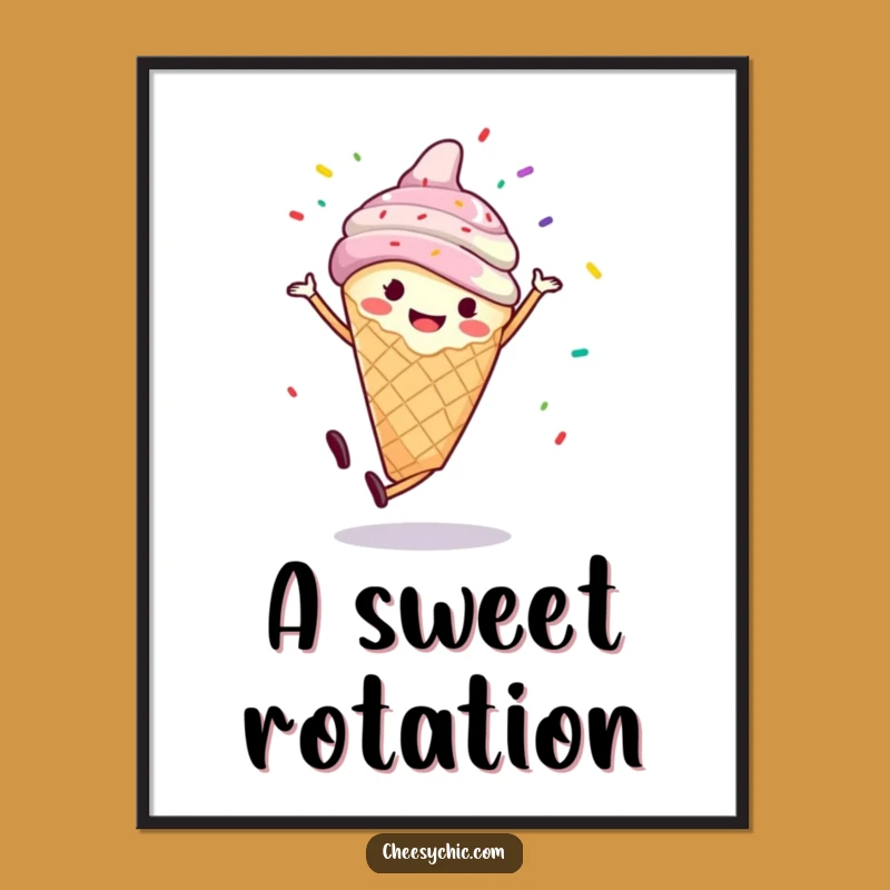 Funny Ice Cream Cartwheel Digital Art - Comical Sprinkles Cartoon Download