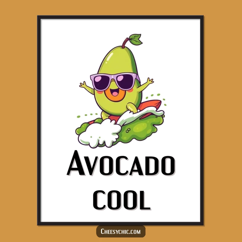 Funny Surfing Avocado Digital Print - Cool Guac Wave Art, Perfect Funny Gift for Walls