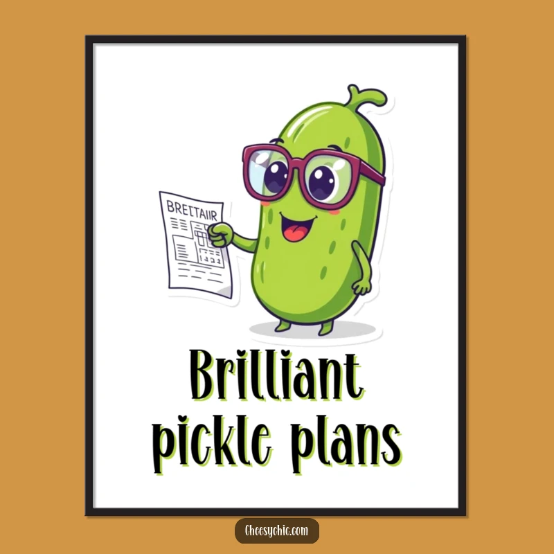 Funny Pickle Genius Digital Art: Smart Humor for Your Space