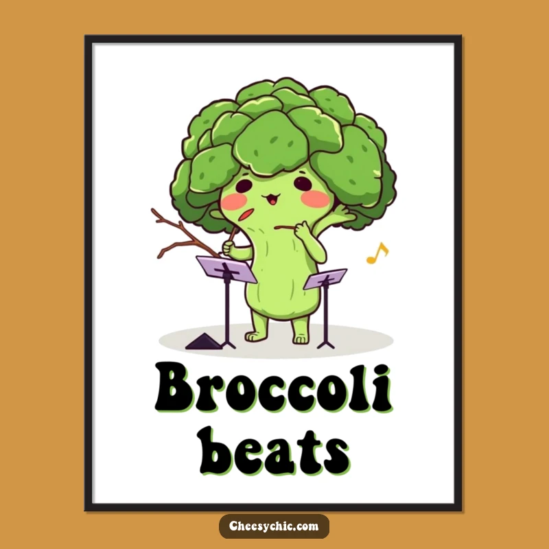 Funny Broccoli Conductor Digital Art: Hilarious Veggie Orchestra Leader for Instant Decor