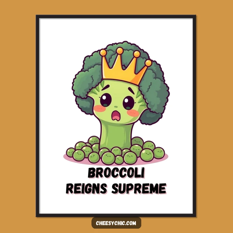 Funny Broccoli King Digital Print - Royal Veggie Art, Perfect Funny Gift for Walls