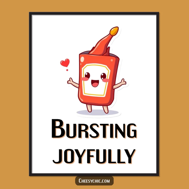 Funny Ketchup Burst Digital Art: Instant Happy Packet Download, Perfect Funny Decor Gift