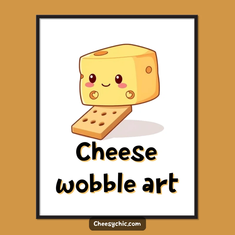 Funny Wobbly Cheese Digital Print - Cracker Balance Art, Perfect Funny Gift for Walls