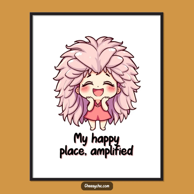Funny Giggling Wig Character Digital Art: Hilarious Joy for Your Walls