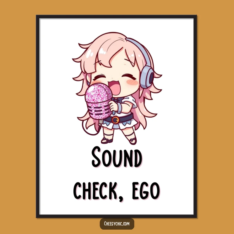 Funny Glitter Microphone Singer Digital Art: Star Character Decor, Instant Gift