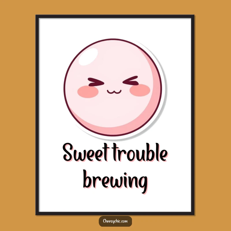 Funny Mischievous Pink Character Digital Art - Cheeky Winking Printable for Playful Decor