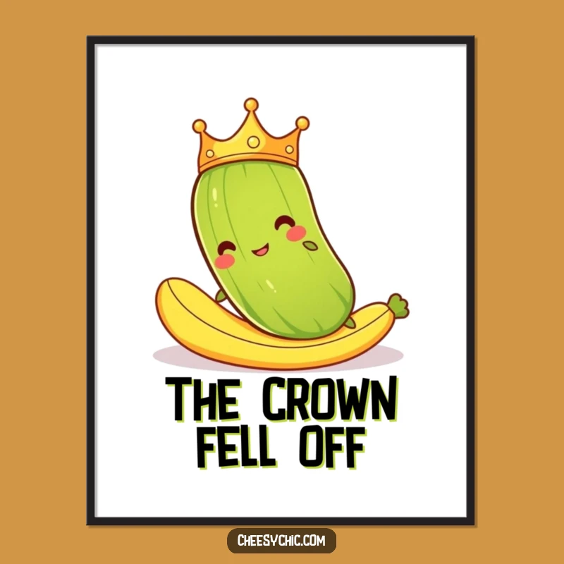 Funny Pickle Crown Slipping Digital Art - Comical Cartoon Banana Peel Download