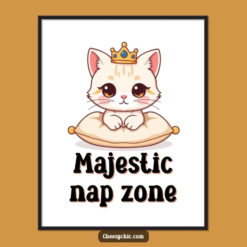 Funny Regal Cat Crown Digital Art - Instant Royal Cat Decor for Your Walls