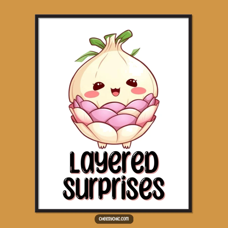Funny Onion Surprise Digital Art: Instant Peeling Layers Download, Perfect Funny Decor Gift