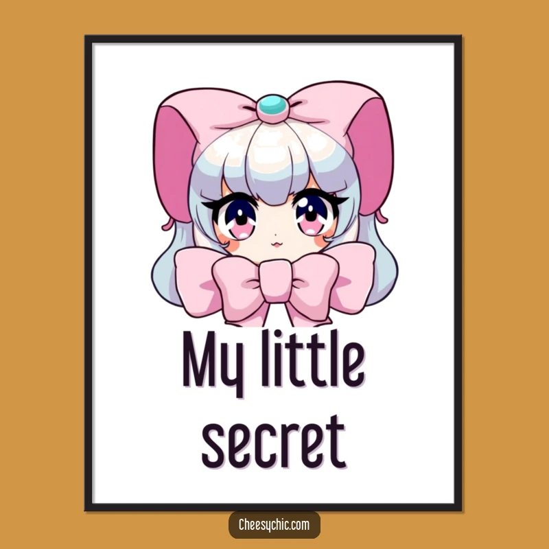 Funny Peeking Bow Digital Art: Sparkling Eyes Decor, Instant Gift