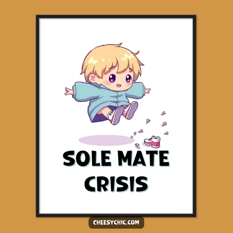 Funny Shoe Cascade Digital Art: Whimsical Character Decor, Instant Gift