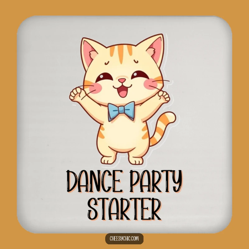 Funny Dancing Cat Bow Tie Coaster - Protect Surfaces with Feline Flair & Fun