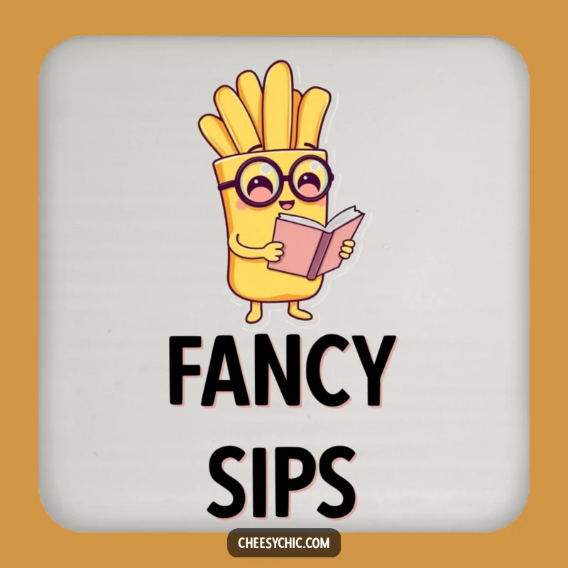 Funny French Fry Monocle Drink Coaster: Protect Your Surfaces with This Dapper Spud