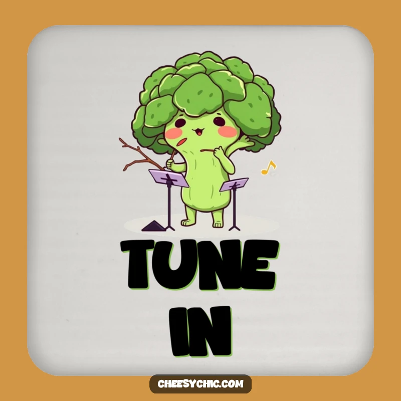 Funny Broccoli Conductor Drink Coaster: Protect Your Surfaces with This Adorable Veggie Maestro