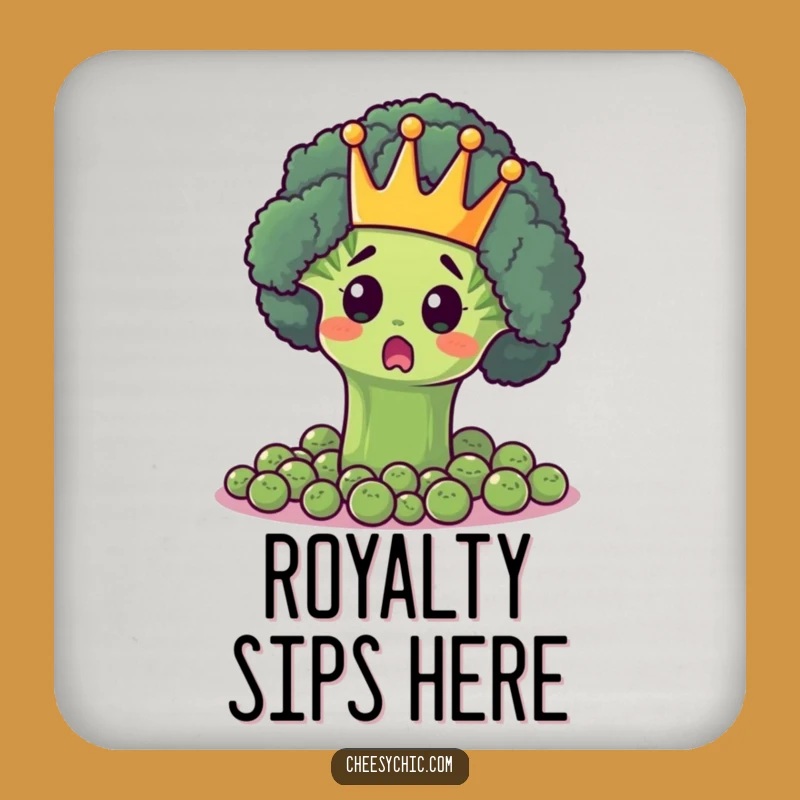Funny Broccoli King Coaster - Royal Veggie Protector, Perfect Funny Gift for Tables