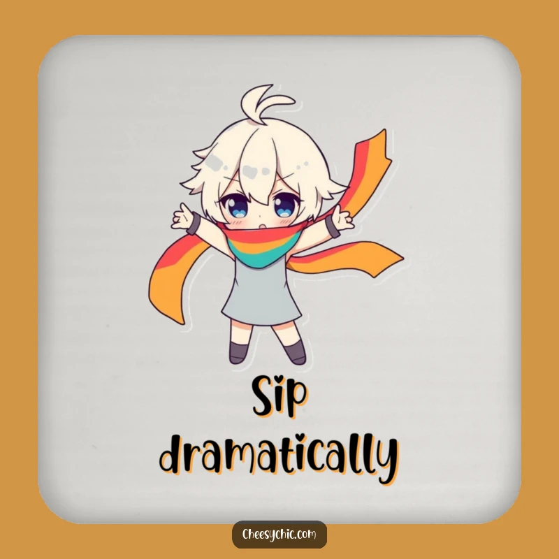 Funny Dramatic Character Coaster - Rainbow Scarf Style for Tables