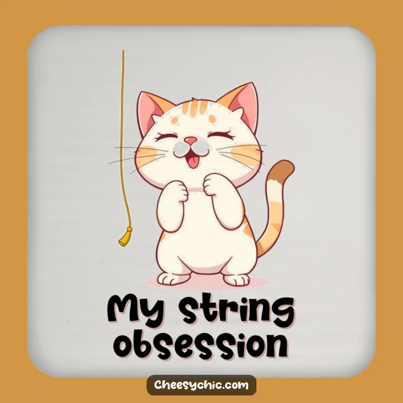 Funny Focused Cat Coaster Set - Protect Surfaces with Intense Playful Charm