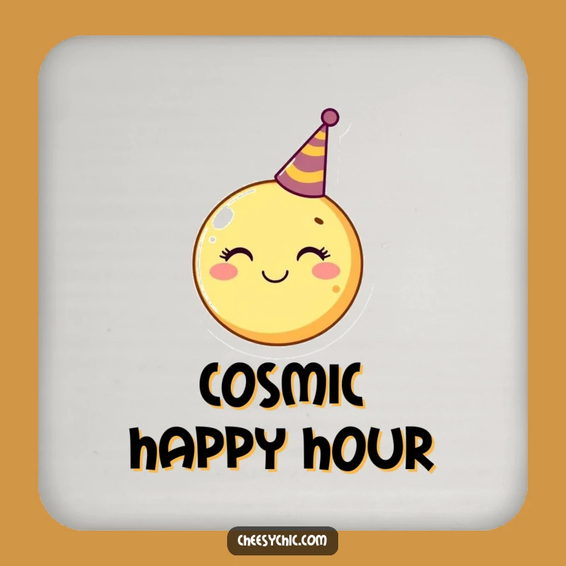Funny Moon Party Hat Coaster - Protect Surfaces with Celestial Charm