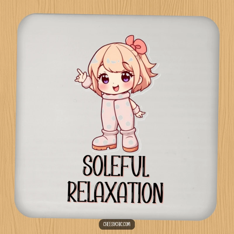 Funny drink coaster with a character in polka dot boots posing, perfect for adding humorous flair to beverages.