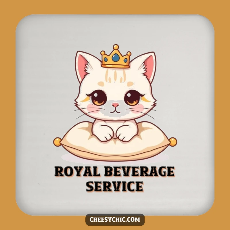 Funny Regal Cat Crown Coaster - Protect Surfaces with Royal Feline Elegance