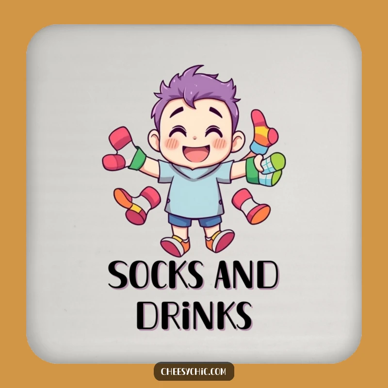 Funny Sock Juggling Character Coaster - Grinning Protection for Tables
